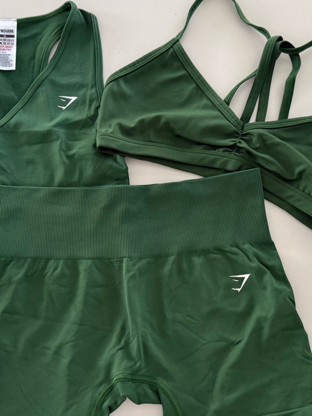 Gymshark Green Seamless Sports Bra and High-Waist Shorts Set